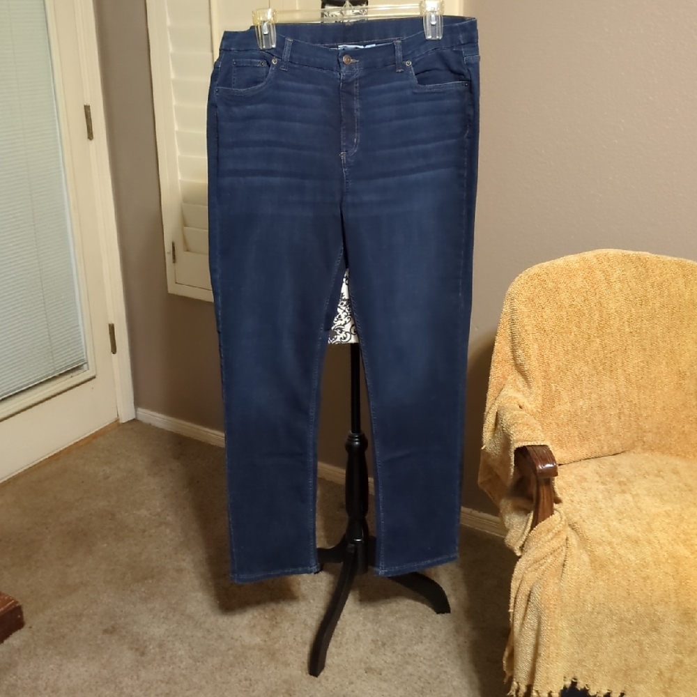 Denim&Co Dark Blue Straight Leg Jeans